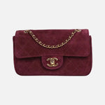 Load image into Gallery viewer, Chanel 26B Mini “Souplissimo” Flap Bag in Burgundy Suede with Gold Hardware