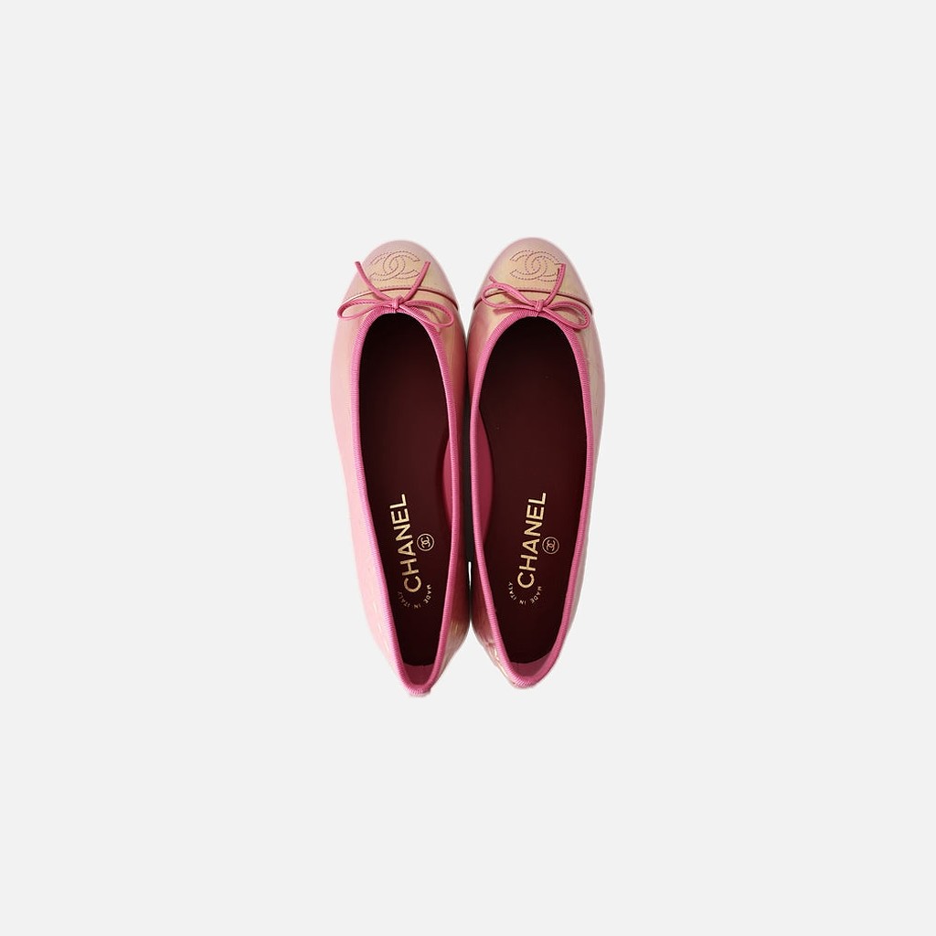 Chanel 26K Ballet Flats in Iridescent Pink Crocodile-Embossed Leather, inside