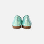 Load image into Gallery viewer, Chanel 26K Ballet Flats in Iridescent Turquoise Crocodile-Embossed Leather, heels