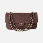 Load image into Gallery viewer, Chanel 26K Crocodile-Embossed Maxi Flap Bag 32 in Brown Suede with Gold Hardware