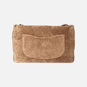 Chanel 26K Maxi Flap Bag 38.5 in Dark Beige Suede with Gold Hardware, back