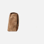 Load image into Gallery viewer, Chanel 26K Maxi Flap Bag 38.5 in Dark Beige Suede with Gold Hardware, side
