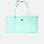 Chanel 26S Shopping Bag in Green Crocodile Embossed Calfskin Leather with Gold Hardware