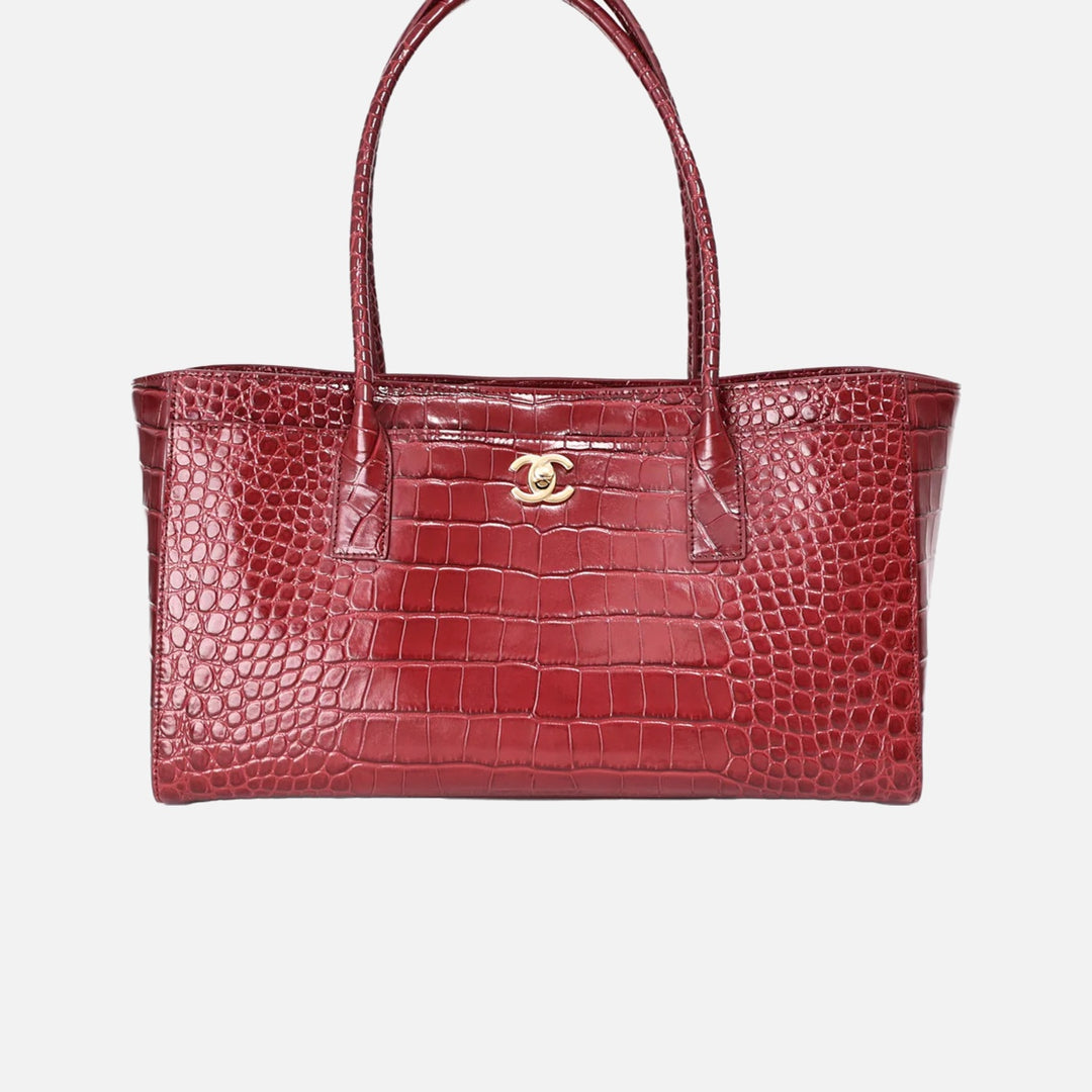 Chanel 26S Shopping Bag Small in Red Crocodile Leather with Gold Hardware