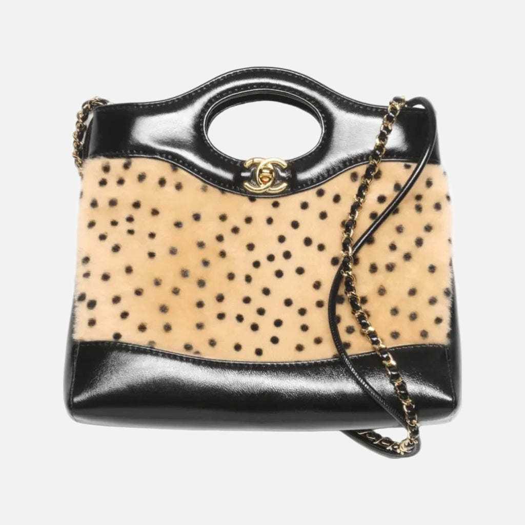 Chanel 31 Mini Tote in Light Beige & Black Lambskin