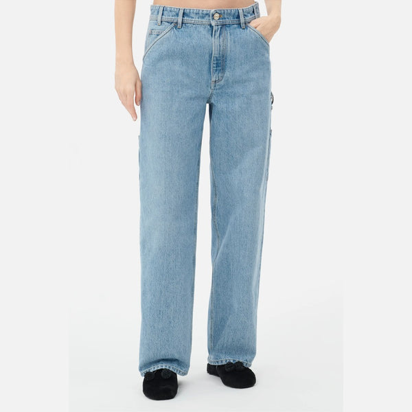 Chanel Coco Neige Carpenter Jeans in Light Blue Denim, front on model
