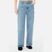 Chanel Coco Neige Carpenter Jeans in Light Blue Denim, front on model