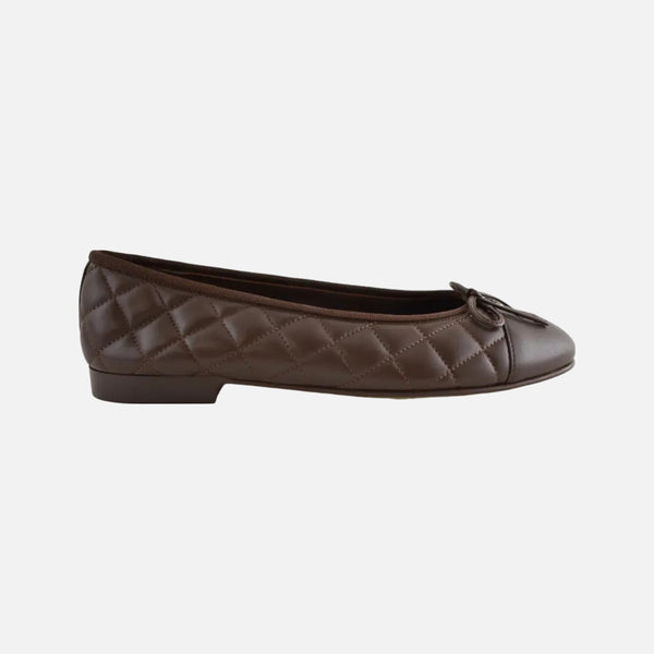Chanel Dark Brown Quilted Leather Ballet flats