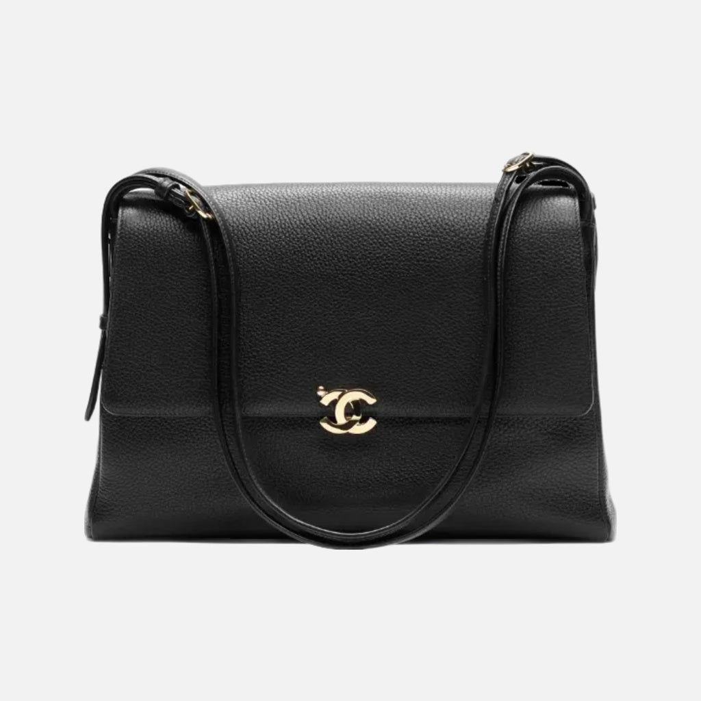 Chanel Maxi Flap Bag Grained Calfskin & Gold-Tone Metal Black
