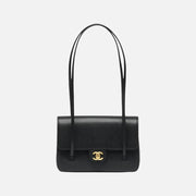 Chanel Small Preppy Flap Bag Grained Shiny Calfskin & Gold-Tone Black