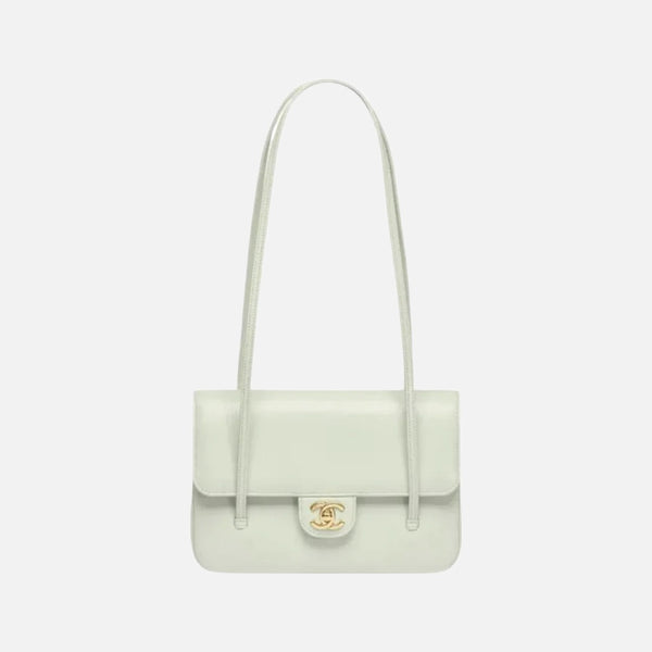 Chanel Small Preppy Flap Bag Grained Shiny Calfskin & Gold-Tone Metal Light Green