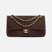 Chanel Suede Calfskin & Gold Metal Dark Brown