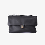 Load image into Gallery viewer, Chanel 26B Matthieu Blazy Maxi Oversized Flap Bag 38.5 (Airport Bag) in Black Grained Calfskin with Gold Hardware