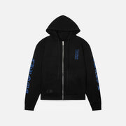Chrome Hearts 1988 Script Logo Zip-Up Black Blue Hoodie