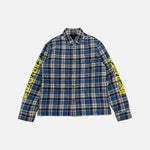 Load image into Gallery viewer, Chrome Hearts checkered flannel shirt in blue and yellow with padded arms