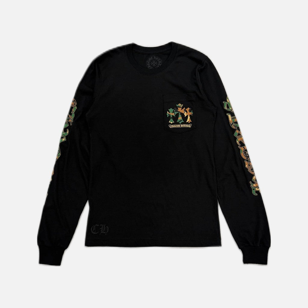 Chrome Hearts long sleeve T-shirt in black with camouflage horseshoe motif