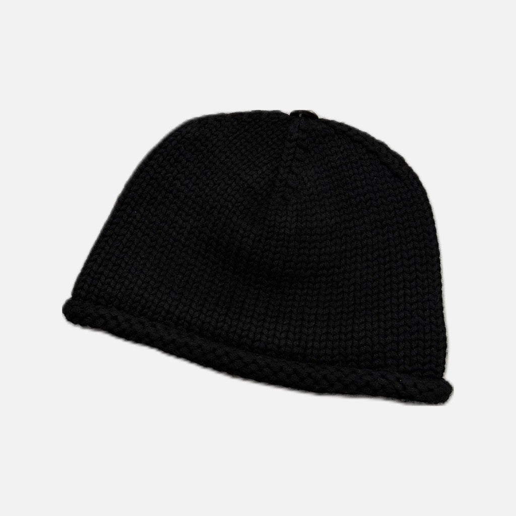 Chrome Hearts black cashmere beanie with silver ring studded hole detailing