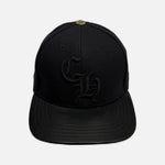 Load image into Gallery viewer, Chrome Hearts CH fitted cap in black with leather brim and CH branding