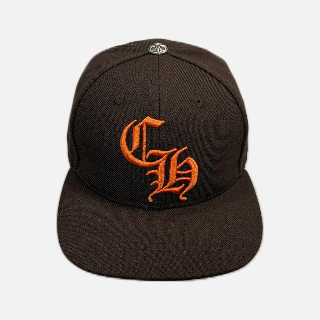 Chrome Hearts CH snapback cap in brown and orange