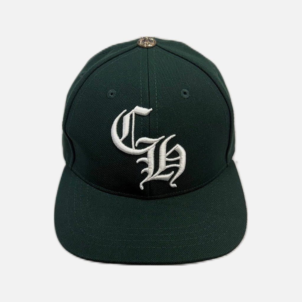 Chrome Hearts CH snapback hat in green and white with CH branding
