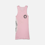 Load image into Gallery viewer, Chrome Hearts Deadly Doll vest dress in pink with floral pin up girl and horseshoe motifs