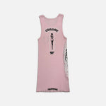 Load image into Gallery viewer, Chrome Hearts Deadly Doll vest dress in pink with floral pin up girl and horseshoe motifs, view 2