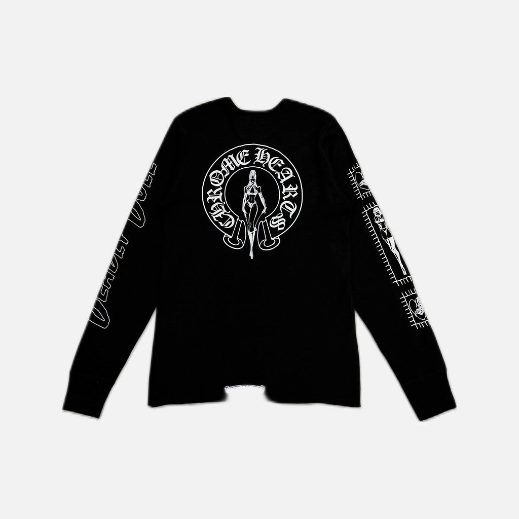 Chrome Hearts Deadly Doll horseshoe thermal long sleeve T-shirt in black
