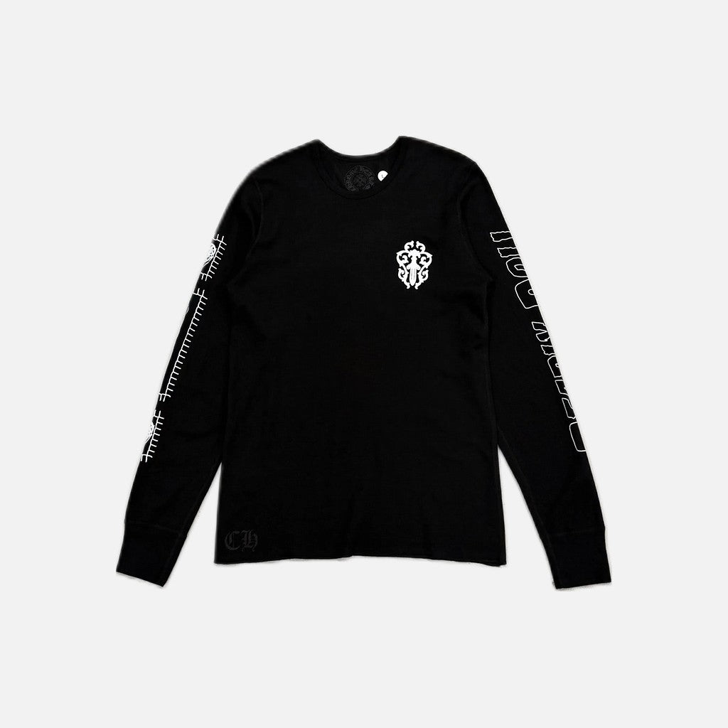 Chrome Hearts Deadly Doll horseshoe thermal long sleeve T-shirt in black, view 2