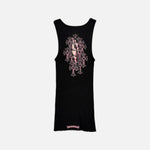 Load image into Gallery viewer, Chrome Hearts Deadly Doll Pin Up Cemetery knit vest dress in black with pink accents, view 2