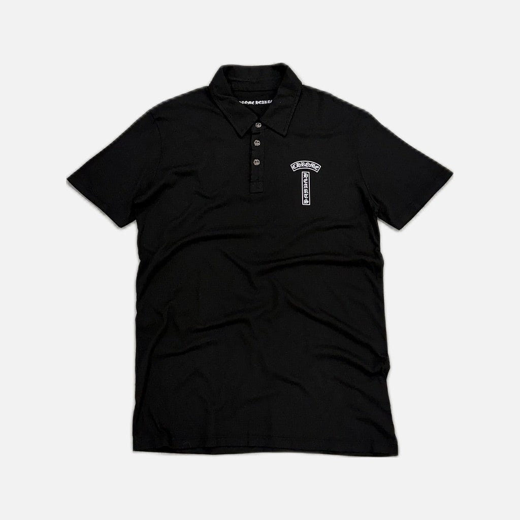 Chrome Hearts fleur button T-bar polo T-shirt in black