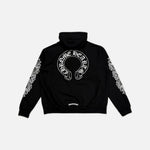 Load image into Gallery viewer, Chrome Hearts floral horseshoe thermal zip up hoodie in black, view 2