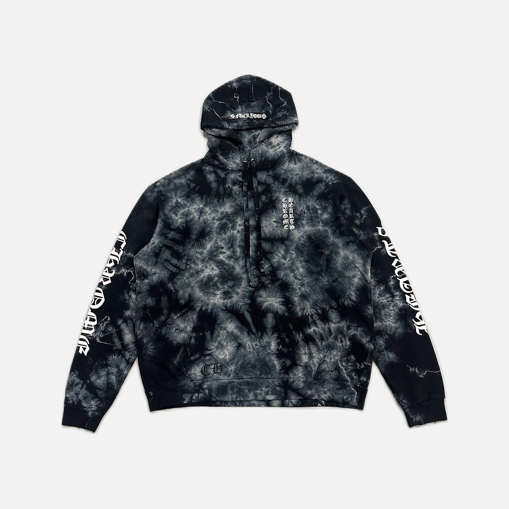 Chrome Hearts Fuck You Horseshoe hoodie in grey and black tie dye