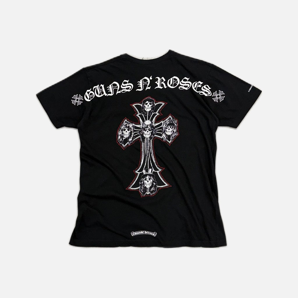 Chrome Hearts Guns N Roses Cross Spread T-shirt in black with cross graphic