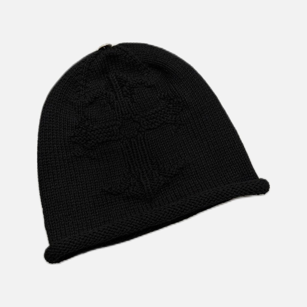 Chrome Hearts hand woven beanie in black with cross pattern
