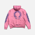 Load image into Gallery viewer, Chrome Hearts Horseshoe Floral hoodie in pink and blue with horseshoe and floral design, view 2