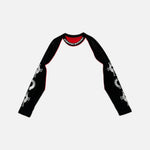 Load image into Gallery viewer, Chrome Hearts Horseshoe Fury Cross raglan baseball long sleeve in black and red