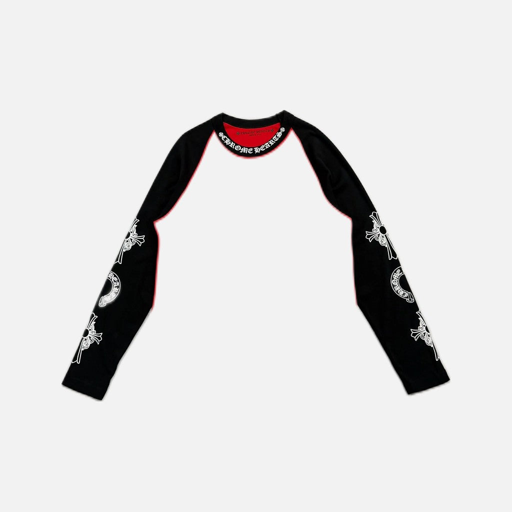 Chrome Hearts Horseshoe Fury Cross raglan baseball long sleeve in black and red