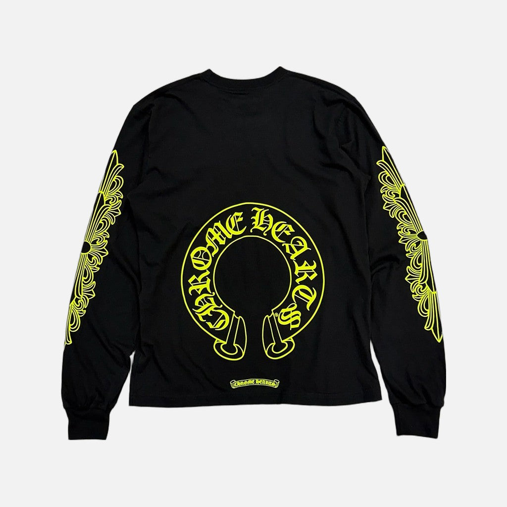 Chrome Hearts Horseshoe Neon long sleeve T-shirt in black with green Horseshoe motif