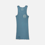 Load image into Gallery viewer, Chrome Hearts horseshoe vest dress in blue knitwear with the brand's horseshoe motif