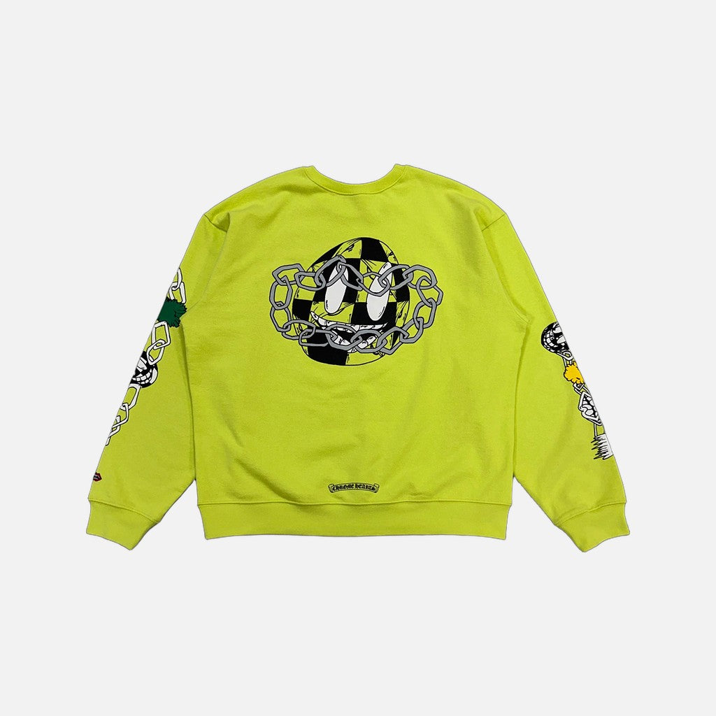 Chrome Hearts Matty Boy Link sweatshirt jumper in lime green, view 2