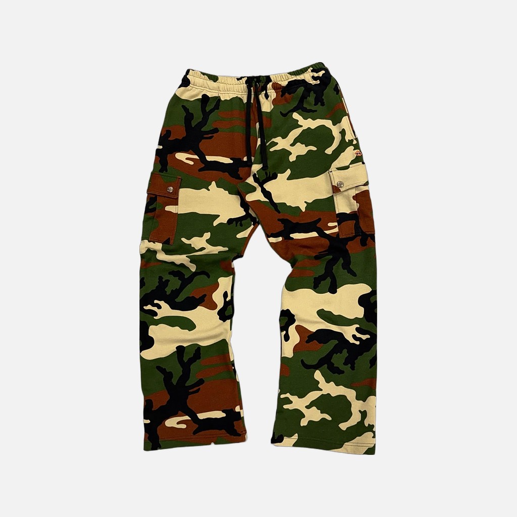 Chrome Hearts Matty Boy cargo joggers in camo with lips graphic