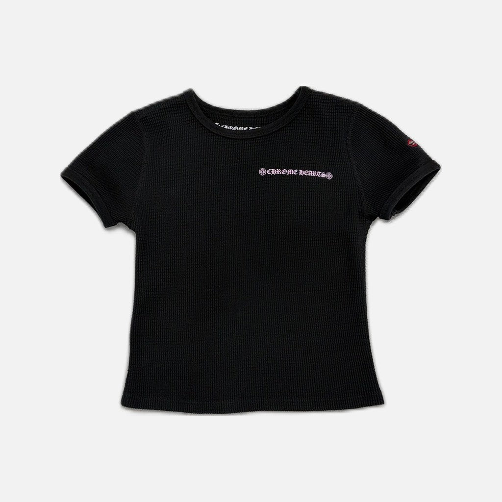 Chrome Hearts Matty Boy women's waffle thermal T-shirt and shorts set in black and pink