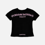 Load image into Gallery viewer, Chrome Hearts Matty Boy women's waffle thermal T-shirt and shorts set in black and pink, view 2