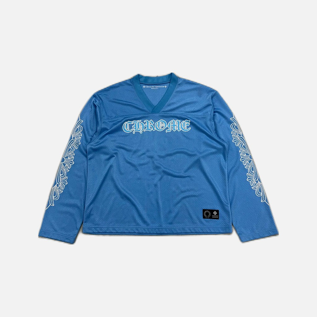 Chrome Hearts mesh warm up jersey with long sleeves in blue