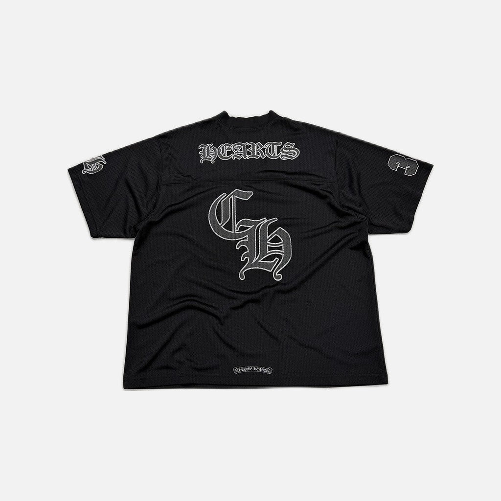 Chrome Hearts mesh warm up jersey with short sleeves in black, view 2
