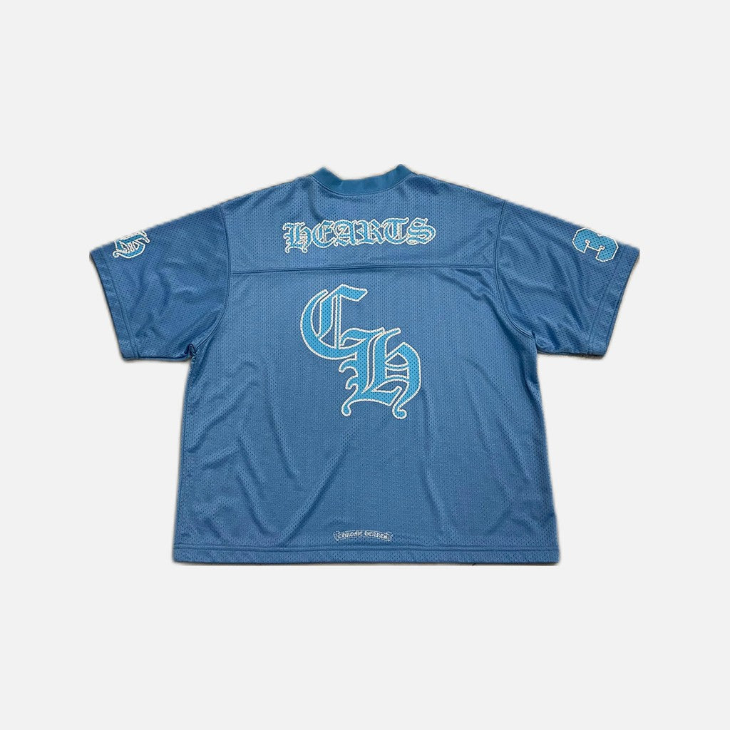 Chrome Hearts short sleeve mesh warm up jersey in blue, view 2