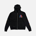 Load image into Gallery viewer, Chrome Hearts zip up hoodie in black with multicolour Cemetery Scroll graphic