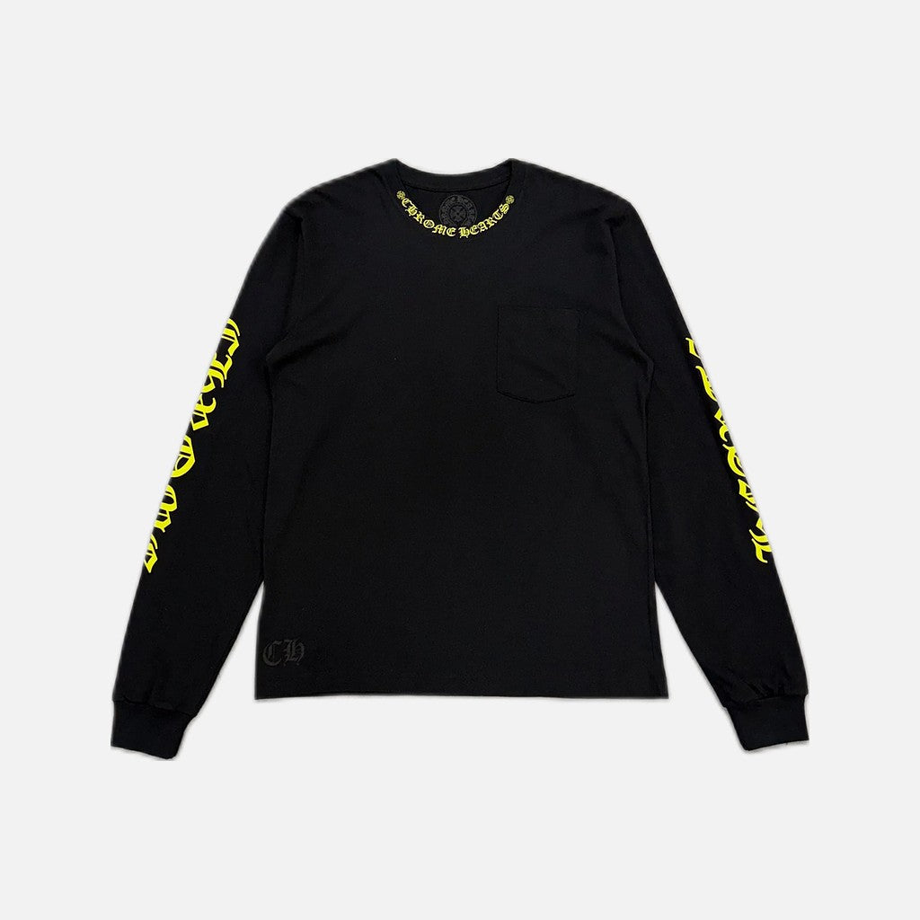 Chrome Hearts Neck long sleeve T-shirt in black with yellow detailing