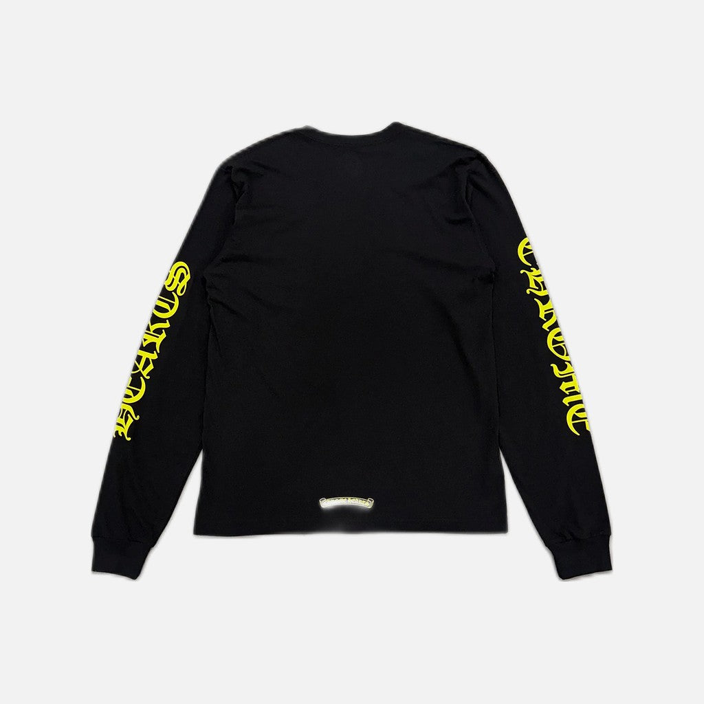 Chrome Hearts Neck long sleeve T-shirt in black with yellow detailing, view 2
