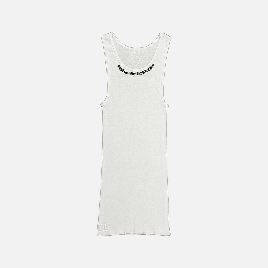 Chrome Hearts Neck Scroll sleeveless vest dress in white